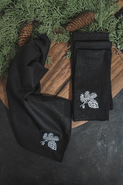 Embroidered Napkins - Midnight